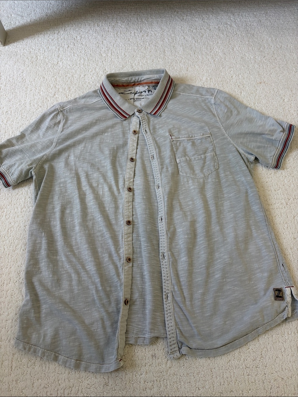Zenfari Light Gray Polo Shirt with Stripe Trim